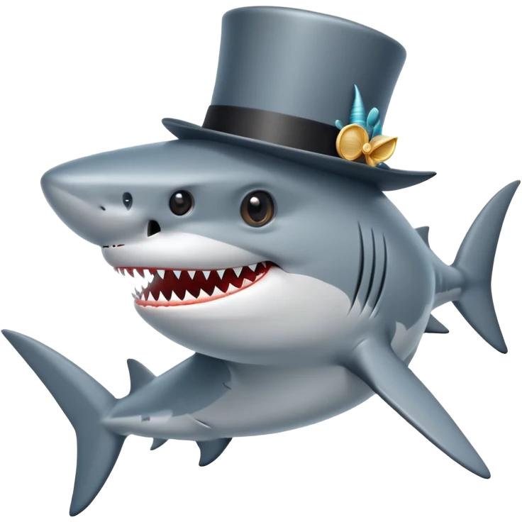 Shark with a top hat emoji