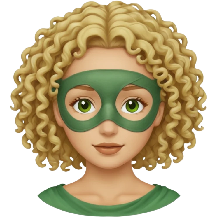 blond curly haired woman with full face clay mask emoji