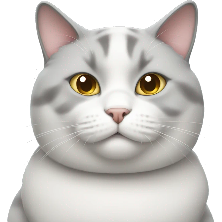 Super Fat white and grey cat emoji