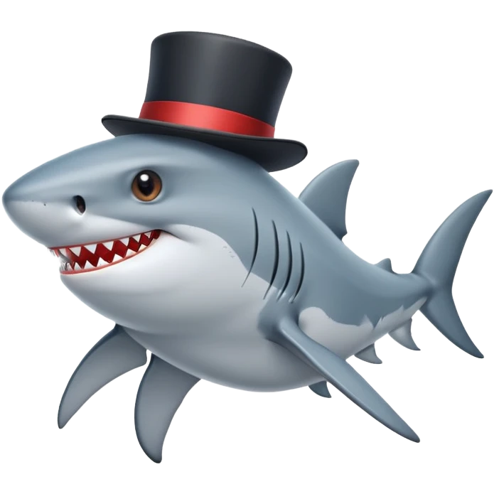Shark with a top hat emoji