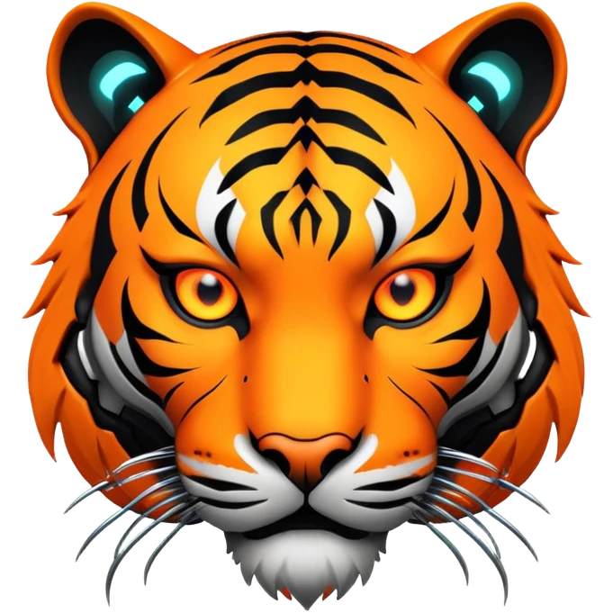 cyberpunk tiger face with neon elements and cybernetic implants for Twitch emote emoji