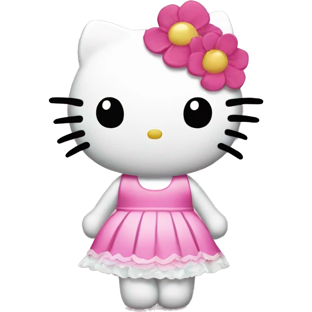 Hello Kitty wearing a pink dress with flowers  emoji
