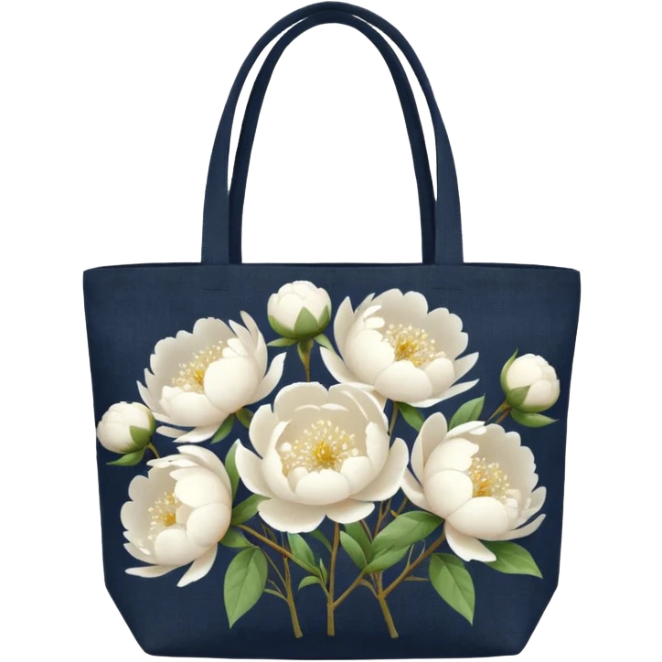 canvas tote bag filled with white peonies and gypsophila emoji