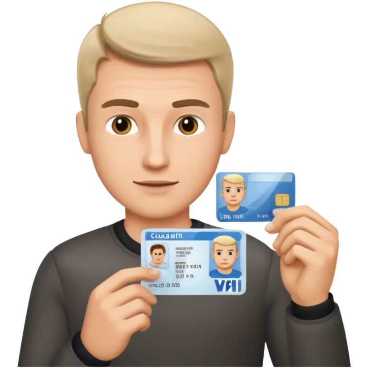 Scissors cutting man ID card in 2 parts.hyper realistic emoji