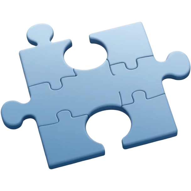 Minimal flat-style puzzle piece emoji in blue and grey, professional design for business presentation, clean edges, modern Anaplan-style aesthetic emoji