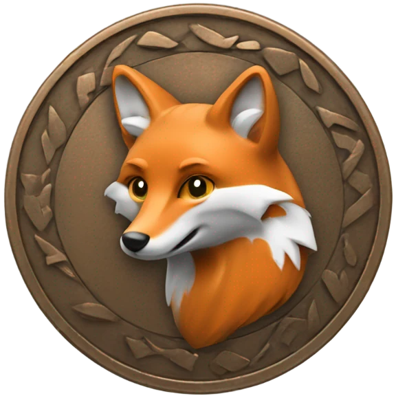 bronze coin with a fox emoji