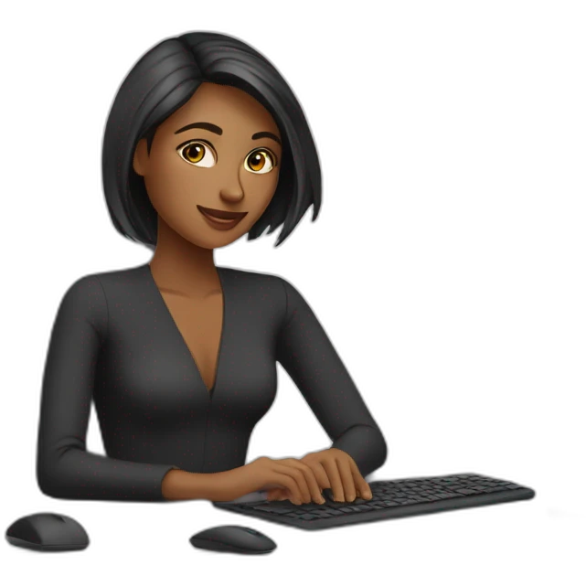woman on computer working at dubai emoji