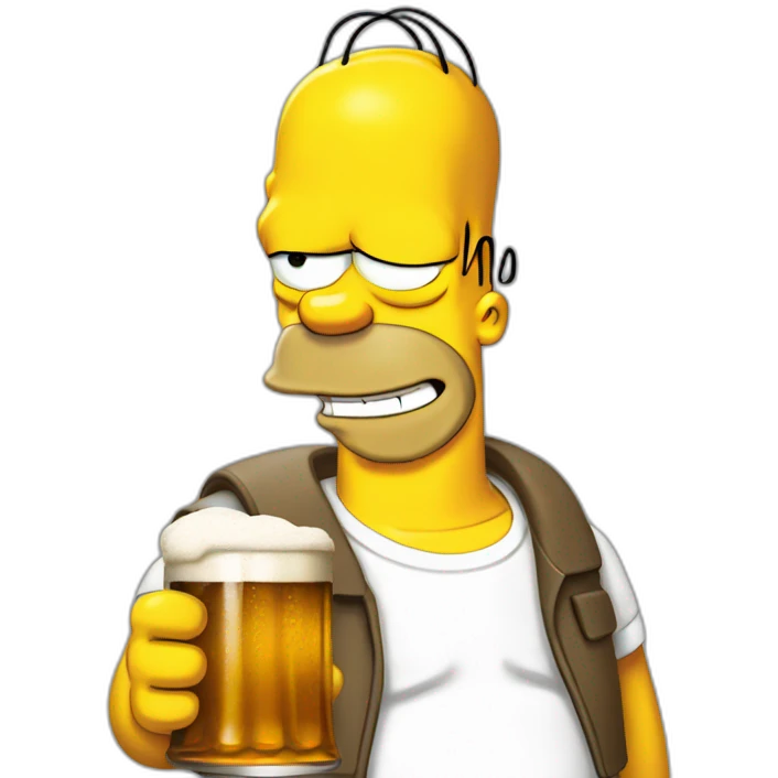 Homer simpson with beer emoji