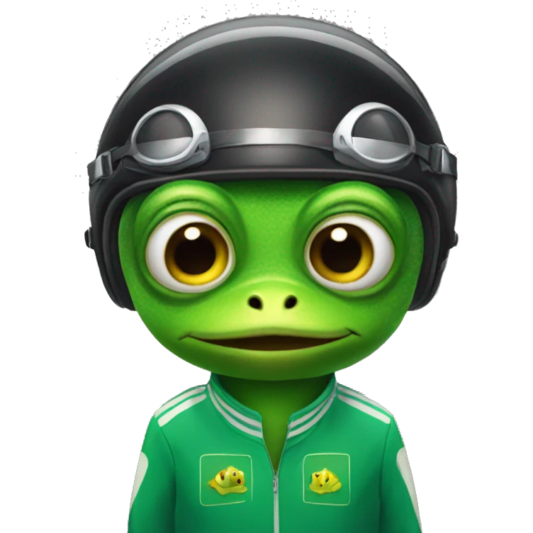 Frog in Track Driver emoji