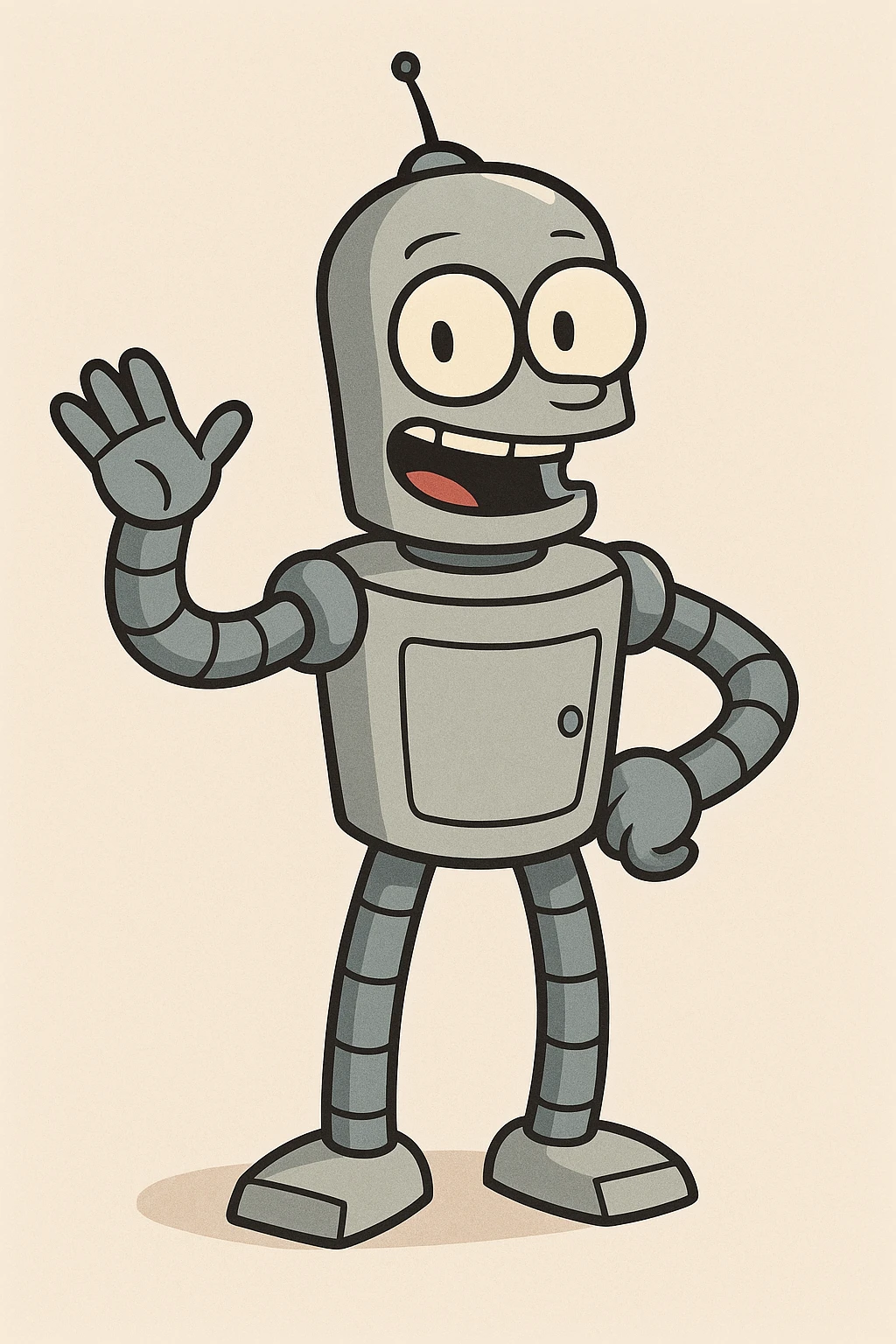 cartoon robot, metallic body, big eyes, playful expression, simple background emoji
