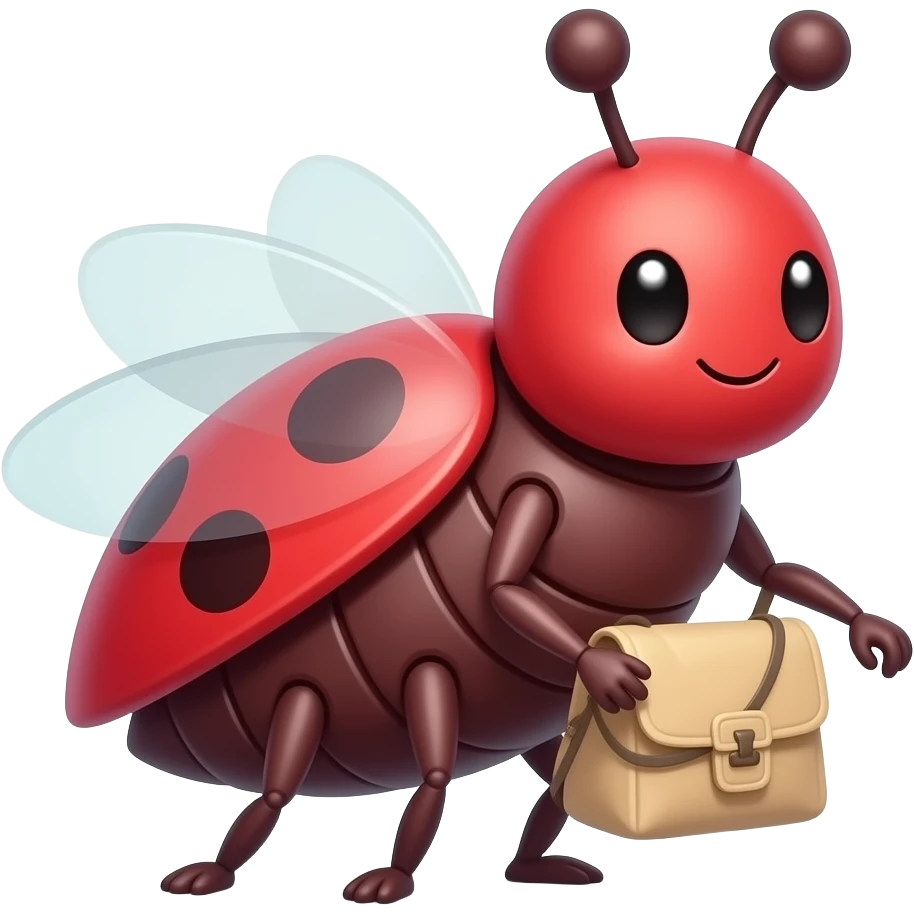 A cute red bug with a bag on the the back. emoji