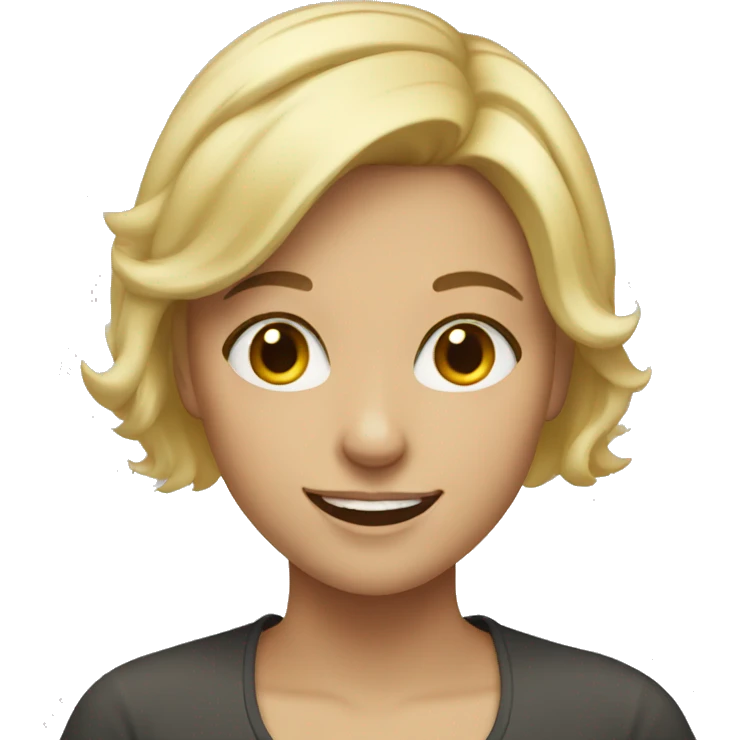 Blonde girl with short hair smiling emoji