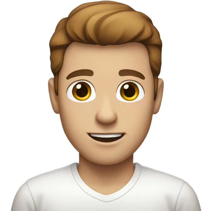 white guy with brown hair in white shirt  emoji