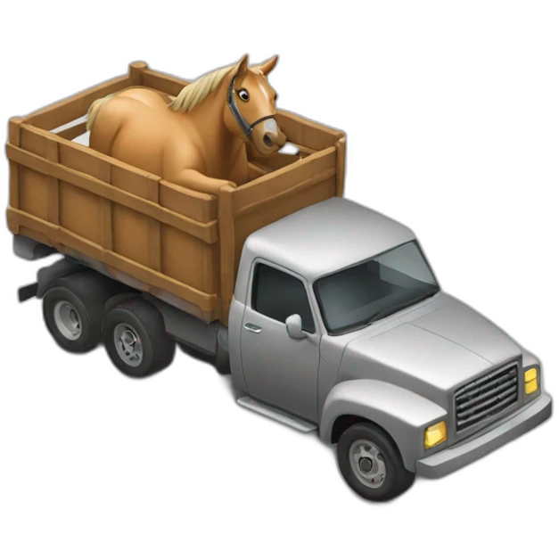 Drunk horse driving a truck emoji