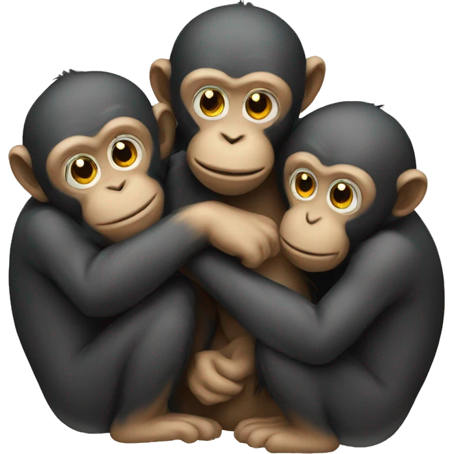 three monkeys hugging  emoji