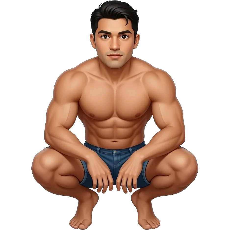 Gay naked, Mexican guy that’s built, crouching down emoji