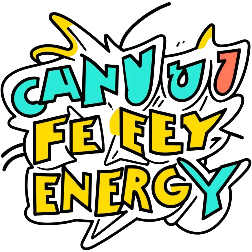 The words can you feel the energy written chaotic emoji