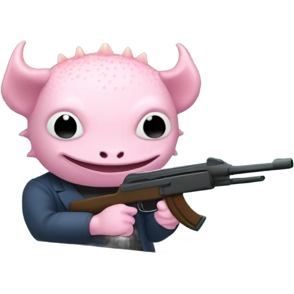 Axolotl driving a speedboat with a gun emoji