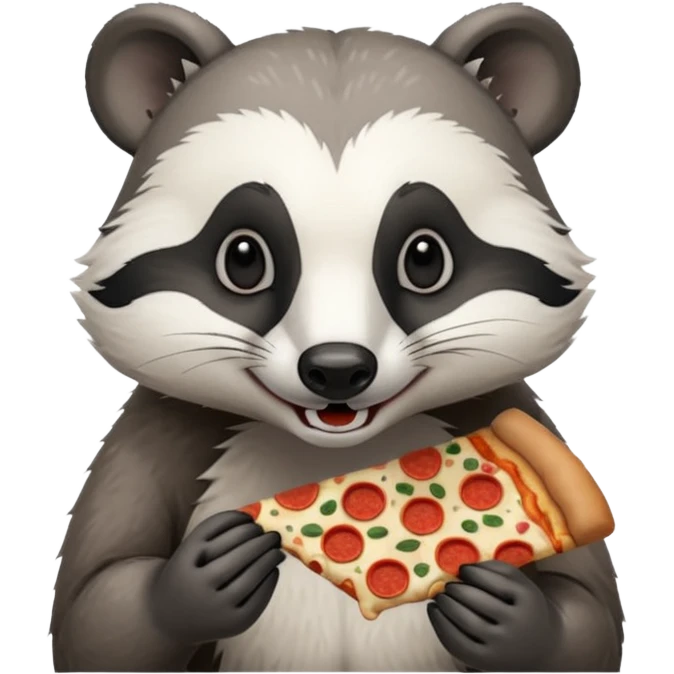 badger eating pizza purple and white emoji