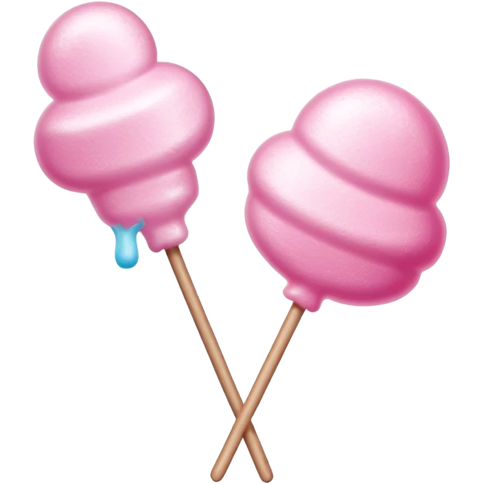 Glossy pink cotton candy on stick with shiny sugar crystals and reflective highlights emoji