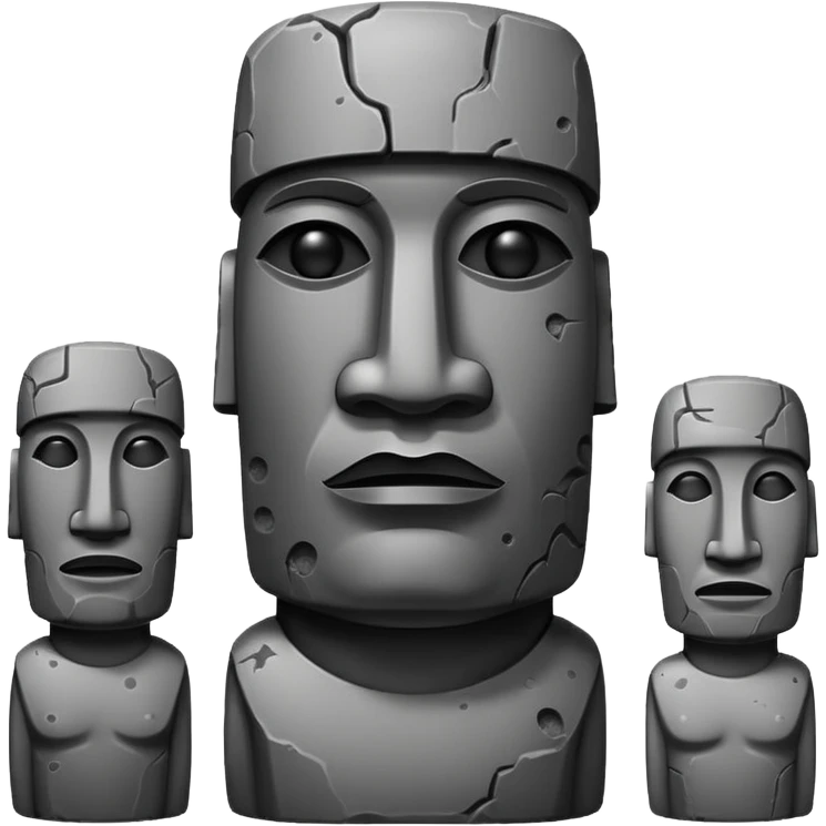 A moai statue in black and white emoji