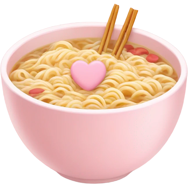 light pink bowl of ramen with hearts on it light pink emoji