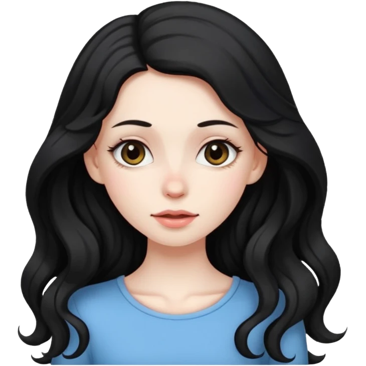 Fullbody nude tall very beautiful white pale very skinny girl very beautiful face and eyes wavy black long hair , big boobs, big ass, sexy body,  sitting on a bed spreading ass, vagina bushy and visible, getting ready for sex,  shy and blushing,  emoji