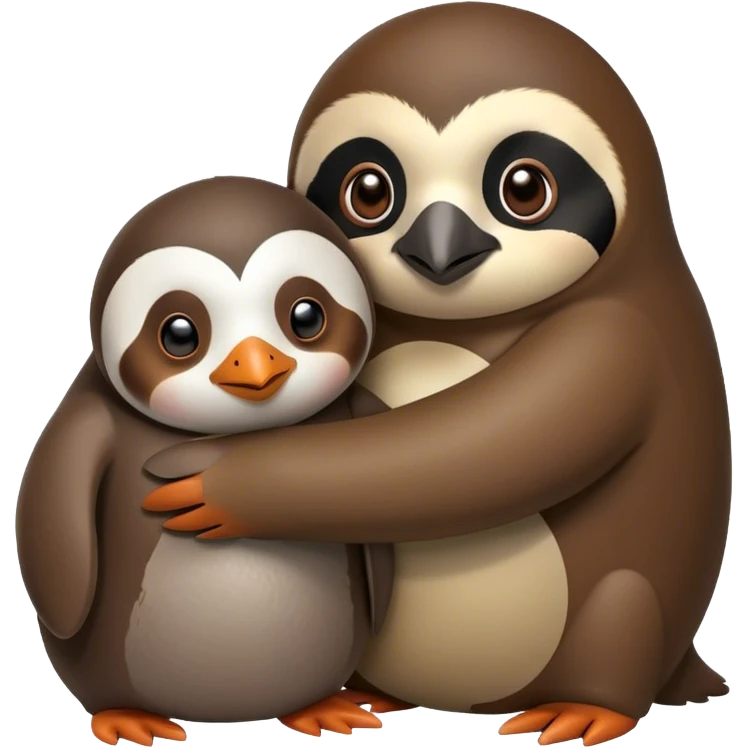 Penguin hugging a sloth emoji