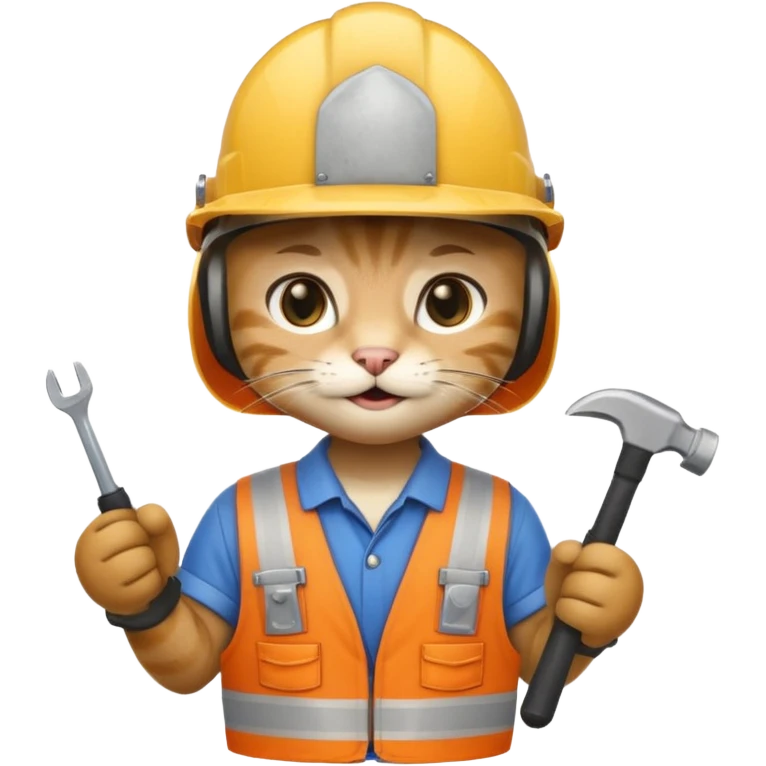 cat, handyman Outfit, wearing a Helmet emoji