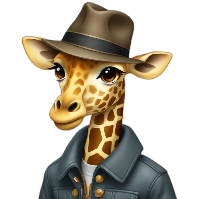 Giraffe with hat and jacket emoji