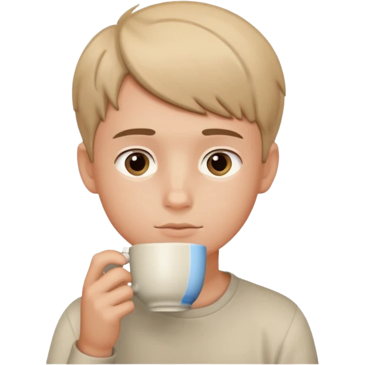 contemplative boy with cup emoji