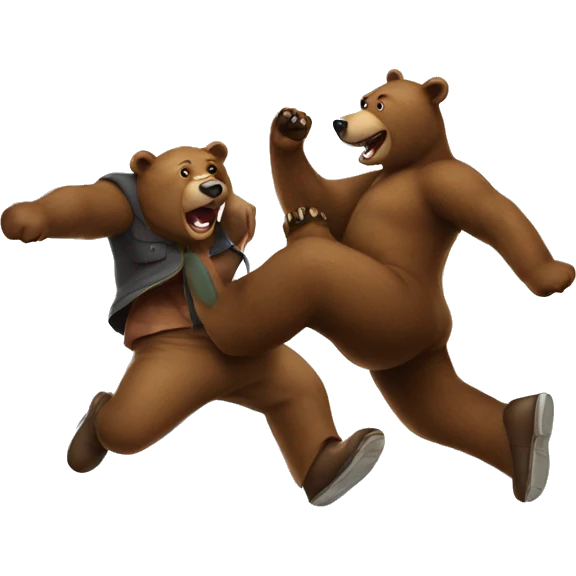 Bear jumping on men emoji