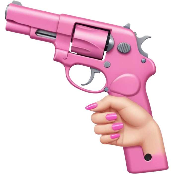 Image of only a hand Holding a pink gun. The nails should be pink too. The gun should be a pistol  emoji