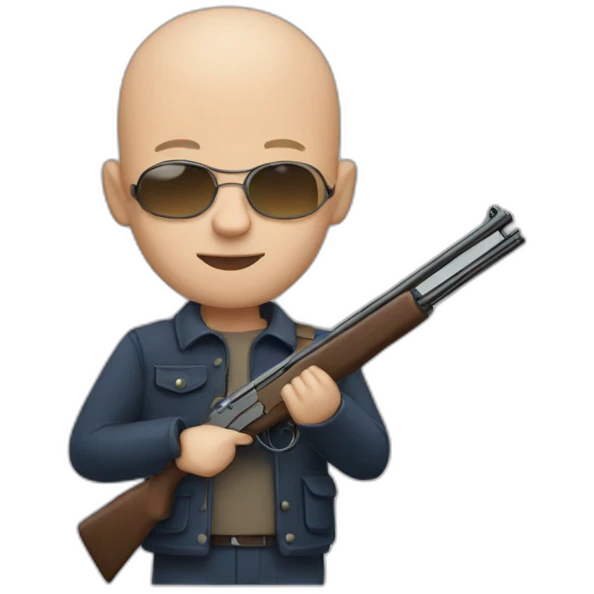 bald man with shotgun emoji