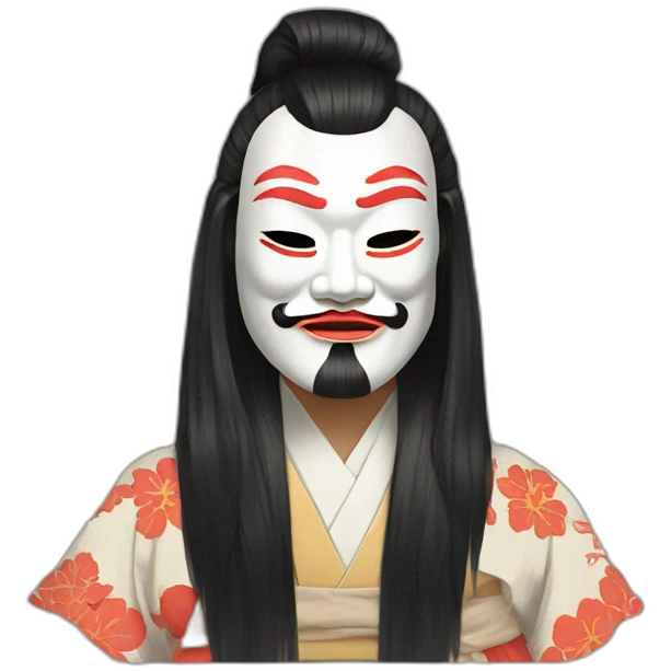 noh-mask-longhair-japanese-kimono-massive-man emoji
