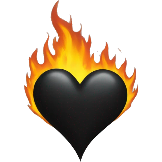 Black heart with black fire emoji