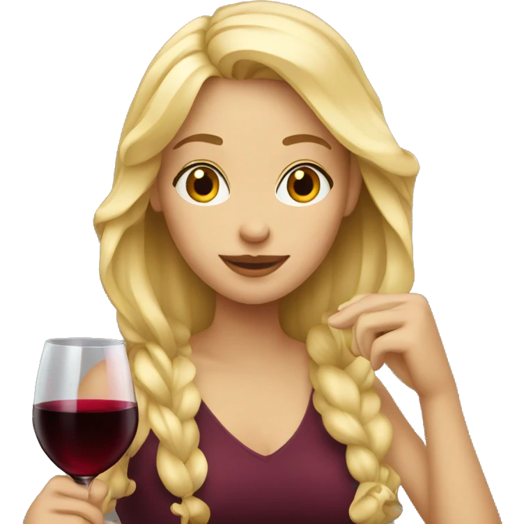 Blonde girl drinking red wine  emoji