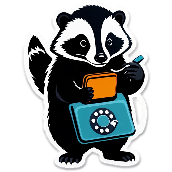 badger with corded phone emoji