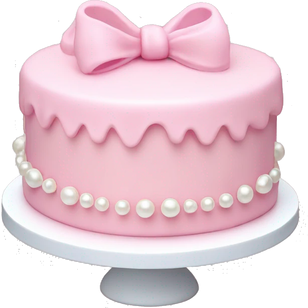 light pink cake with mini bows around it and white pearls emoji