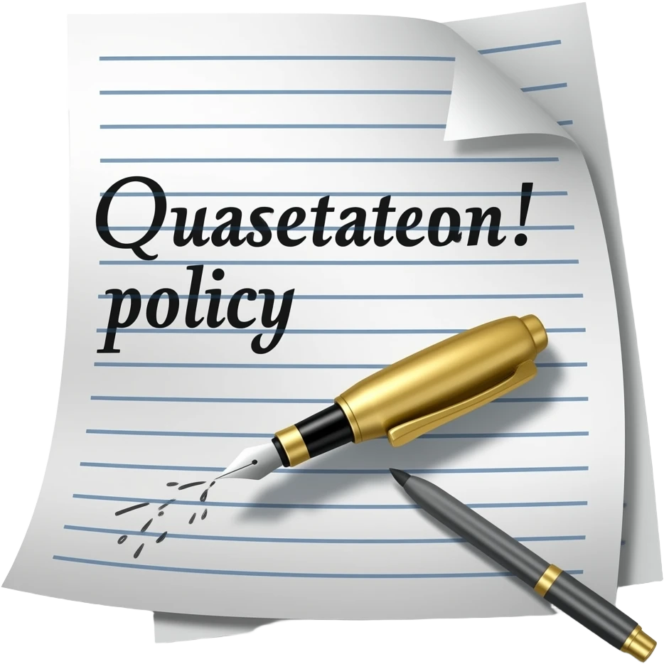 pen writing quotation on paper for policy. Quotation as header text in english. Quotation not Quatation emoji