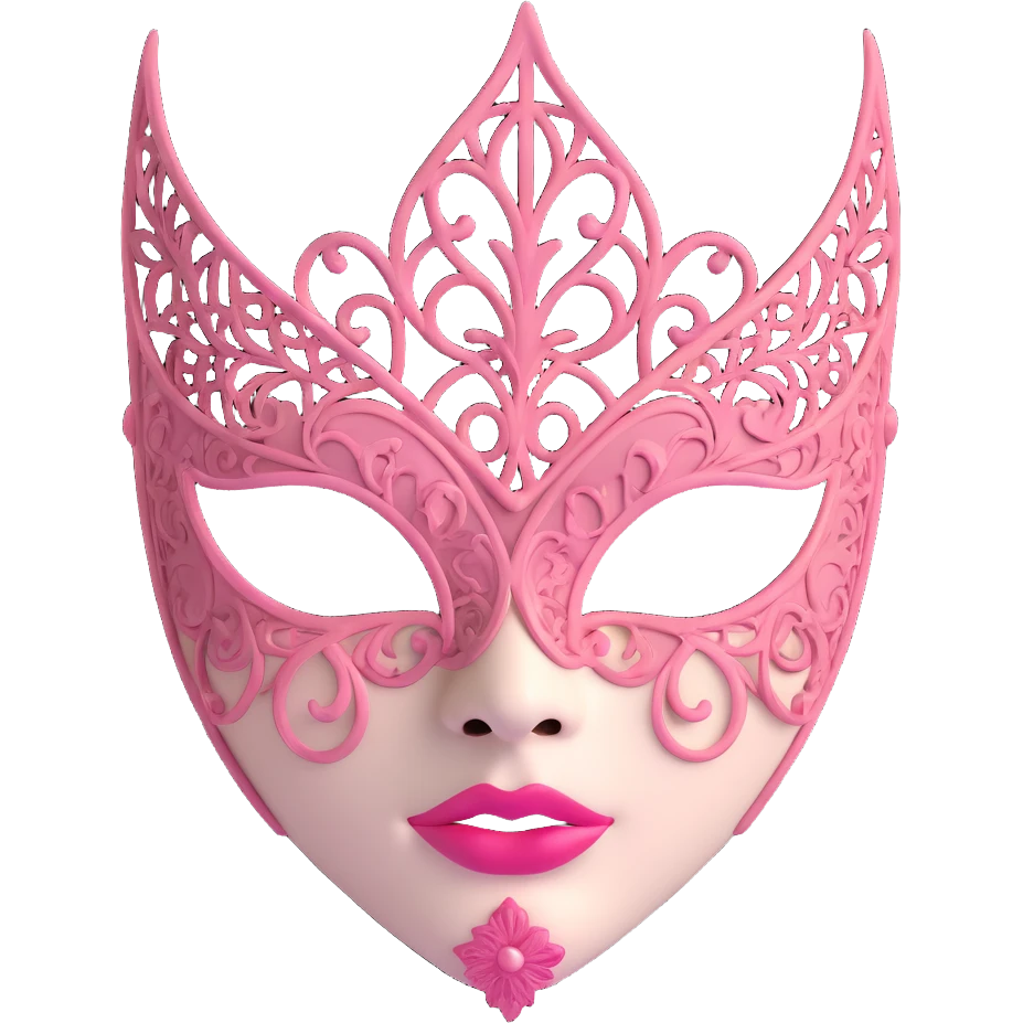 3D gothic mask with pink lace, dramatic and elegant emoji