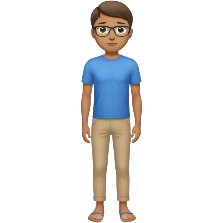 homme l'air cool taille moyenne corpulence maigre cheveux chatain court yeux bleus lunettes photo de pieds en pantalon  emoji