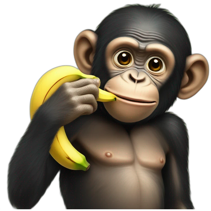 chimp sucking banana emoji