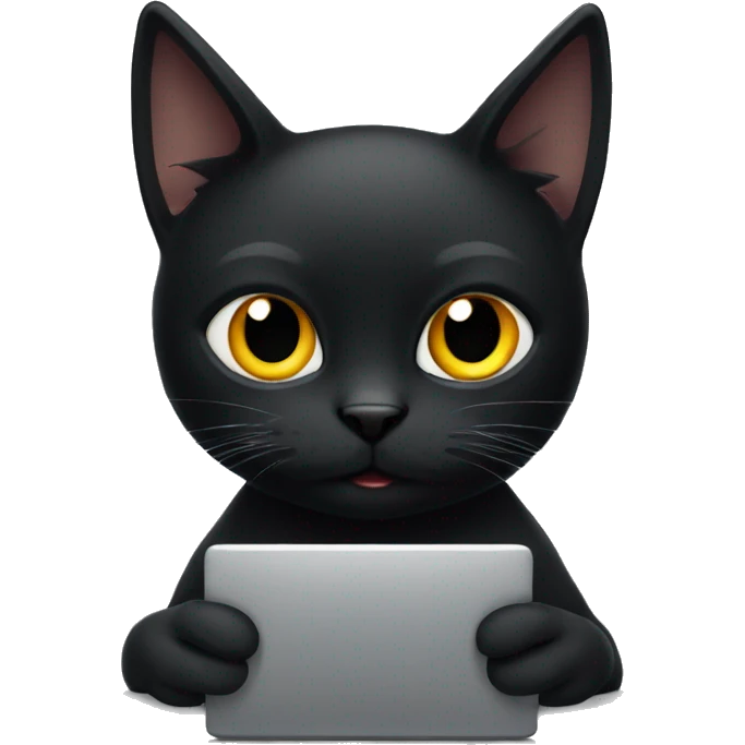 Black cat with computer emoji