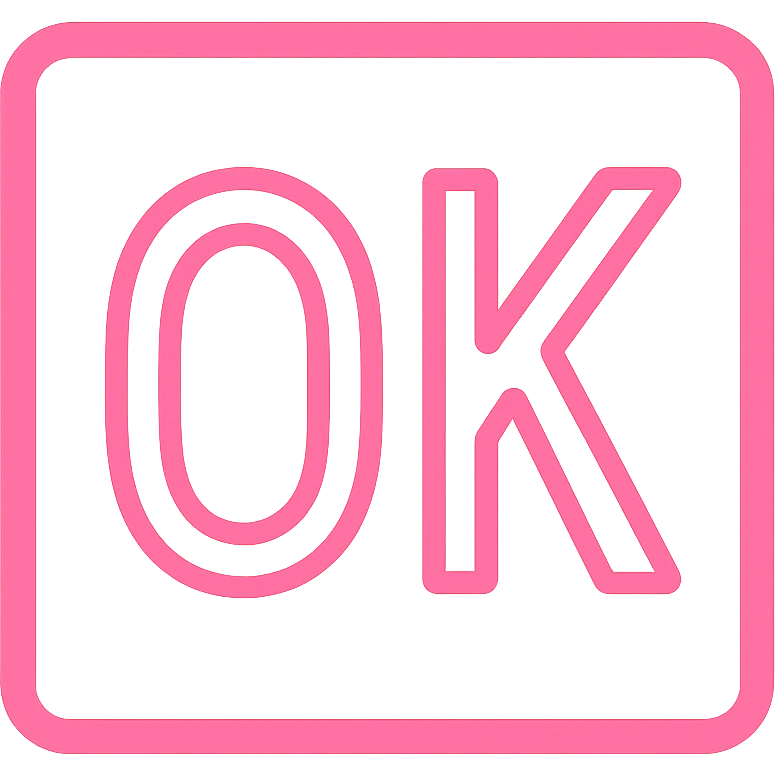 pink square with outlined 'OK' text emoji