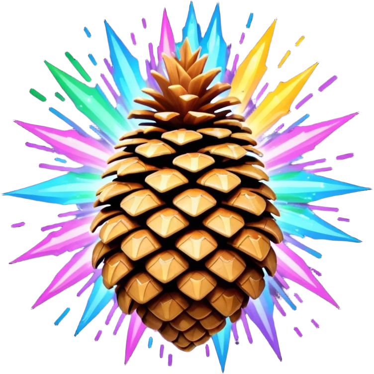 Psychedelic pine cone exploding sparkles emoji
