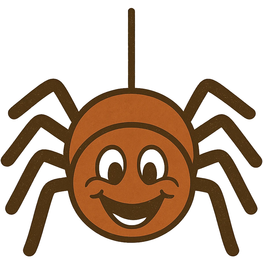 Create images of happy retro spiders and witches for stickers. Use this image for inspiration. emoji