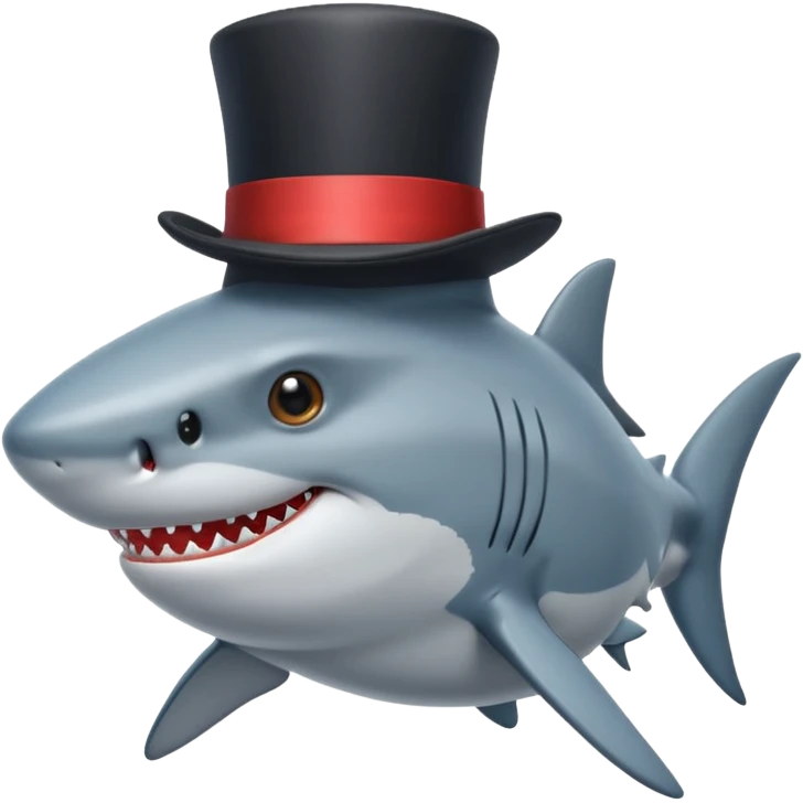 Shark with a top hat emoji
