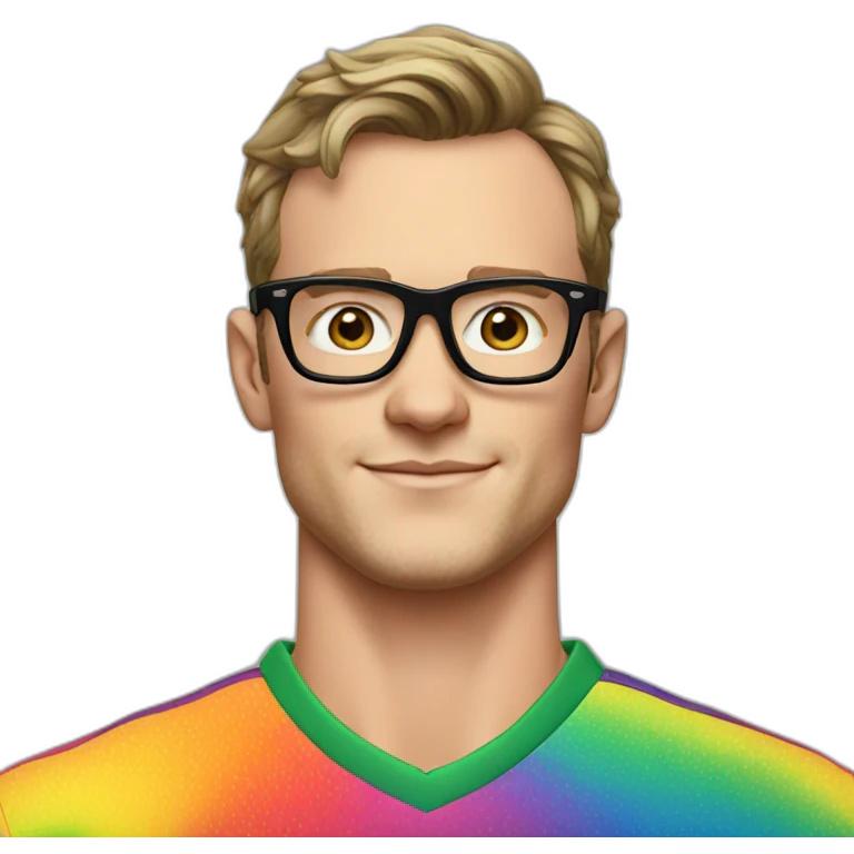 Jonathan Toews wearing glasses and rainbow clothes emoji