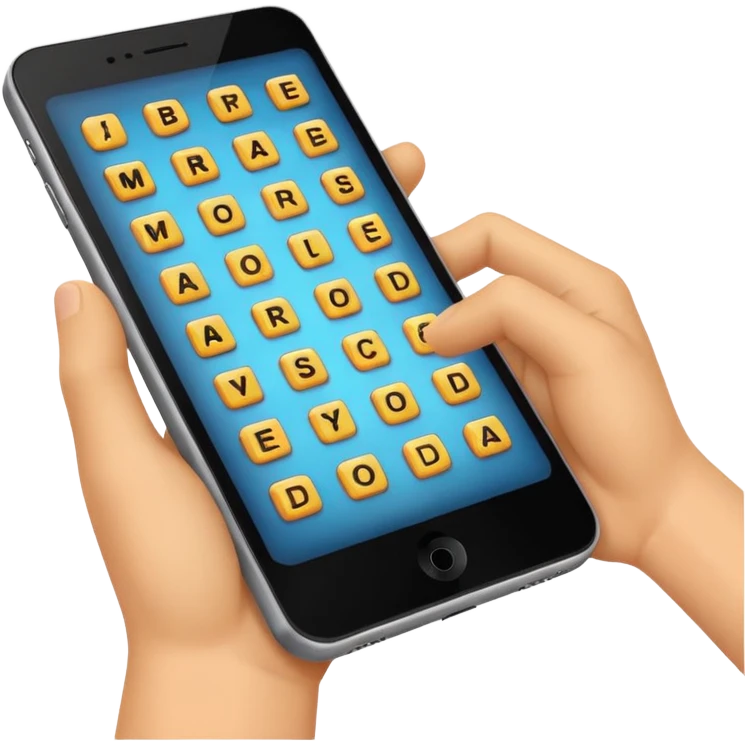 a phone showing a word game being played on it  emoji